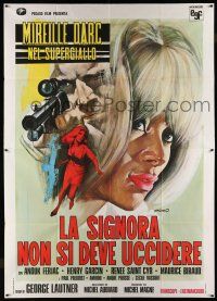 8y405 SORREL FLOWER Italian 2p '67 cool art of sniper & sexy blonde Mireille Darc by P. Franco!