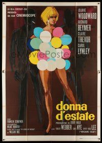 8y410 STRIPPER Italian 2p '63 different Brini art of sexy Joanne Woodward wearing only balloons!