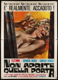 8y415 TEXAS CHAINSAW MASSACRE Italian 2p '75 Tobe Hooper cult classic, gruesome different art!