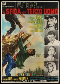 8y416 THIRD MAN ON THE MOUNTAIN Italian 2p '60 different Rene art of James MacArthur fighting!