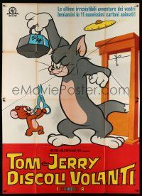 8y418 TOM & JERRY Italian 2p 1965 great cartoon image with guillotine & flying saucer!