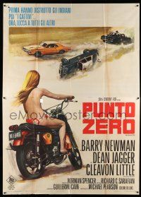8y424 VANISHING POINT Italian 2p '71 best different art of mostly naked sexy girl on motorcycle!