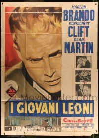 8y430 YOUNG LIONS Italian 2p '58 different Enzo Nistri close up art of Nazi Marlon Brando!