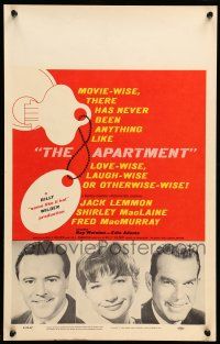 8y111 APARTMENT WC '60 Jack Lemmon, Shirley MacLaine, Fred MacMurray, directed by Billy Wilder!