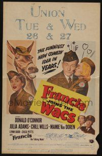 8y168 FRANCIS JOINS THE WACS WC '54 Donald O'Connor & the talking mule are in the ladies' Army now!