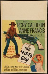 8y184 HIRED GUN WC '57 full-length portrait of Rory Calhoun + sexy Anne Francis & big gun!