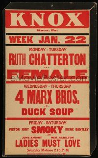 8y202 KNOX JANUARY 22 WC '34 the 4 Marx Bros in Duck Soup, Female, Smoky, Ladies Must Love!