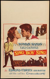 8y251 SING BOY SING WC '58 romantic close up of Tommy Sands & Lili Gentle, rock & roll!