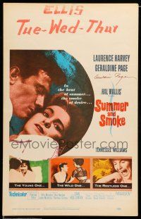 8y263 SUMMER & SMOKE signed WC '61 by Geraldine Page, who's close up with Laurence Harvey!