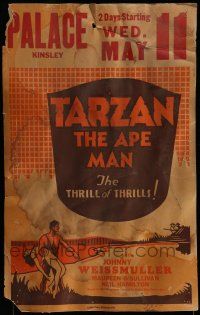 8y267 TARZAN THE APE MAN Leader Press WC '32 Johnny Weismuller carrying topless Maureen O'Sullivan!