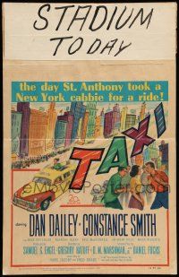 8y268 TAXI WC '53 artwork of Dan Dailey & Constance Smith in yellow cab in New York City!