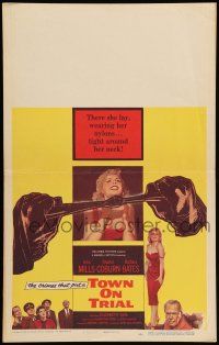 8y279 TOWN ON TRIAL WC '57 art of sexy Barbara Bates strangled by Nylon Stocking Killer!