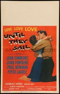 8y283 UNTIL THEY SAIL WC '57 great romantic close up of Paul Newman & sexy Jean Simmons!