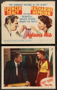 8z879 ADAM'S RIB 2 LCs '49 Spencer Tracy & Katharine Hepburn are lawyers, w/ title card!