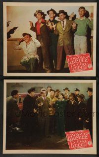 8z884 ANGELS' ALLEY 2 LCs '48 Bowery Boys, Leo Gorcey, Huntz Hall, stop car thieves, pointed gun!