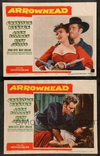 8z886 ARROWHEAD 2 LCs '53 great images of Mary Sinclair and Charlton Heston!