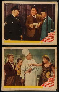 8z965 NOTHING BUT TROUBLE 2 LCs '45 chef Oliver Hardy & waiter Stan Laurel are in big trouble!