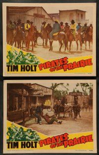 8z970 PIRATES OF THE PRAIRIE 2 LCs '42 cool border artwork of fighting cowboy Tim Holt!