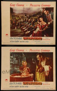 8z992 UNCONQUERED 2 LCs '47 directed by Cecil B. DeMille, Gary Cooper, Paulette Goddard!