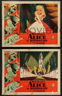 8z830 ALICE IN WONDERLAND 3 LCs '51 Walt Disney Lewis Carroll classic, wonderful scenes!