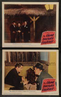 8z911 CRIME DOCTOR'S COURAGE 2 LCs '45 detective Warner Baxter and Jerome Cowan!