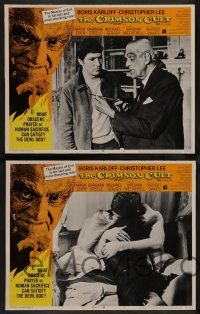 8z781 CRIMSON CULT 4 LCs '70 Boris Karloff, Christopher Lee, what can satisfy the devil-god?