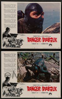 8z141 DANGER: DIABOLIK 8 LCs '68 Mario Bava, John Phillip Law & sexy Marisa Mell, cool border art!