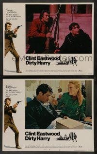 8z918 DIRTY HARRY 2 LCs '71 Clint Eastwood pointing gun, Reni Santoni, Don Siegel crime classic!