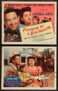 8z182 FATHER IS A BACHELOR 8 LCs '50 Coleen Gray calls Holden darling & kids call him dad!
