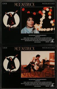 8z329 MOONSTRUCK 8 LCs '87 Nicholas Cage, Olympia Dukakis, Cher, directed by Norman Jewison!