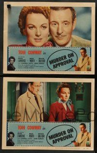 8z335 MURDER ON APPROVAL 8 LCs '56 great images of detective Tom Conway, English film noir!