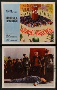8z469 SQUARE OF VIOLENCE 8 int'l LCs '63 Broderick Crawford in WWII Nazi Germany, wild images!