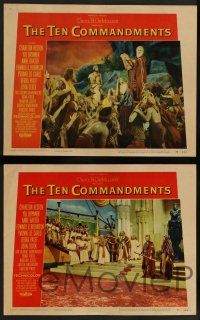 8z493 TEN COMMANDMENTS 8 LCs '56 Cecil B. DeMille classic starring Charlton Heston & Yul Brynner!
