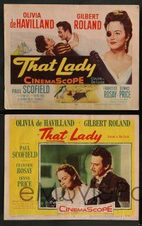 8z503 THAT LADY 8 LCs '55 Gilbert Roland, Olivia de Havilland , directed by Terence Young!