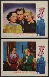 8z506 THESE THREE 8 LCs R54 great images of Miriam Hopkins, Merle Oberon & Joel McCrea!