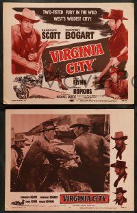 8z874 VIRGINIA CITY 3 LCs R56 Errol Flynn, Humphrey Bogart & Randolph Scott, plus sexy Hopkins!