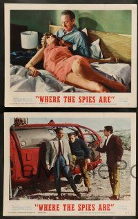 8z566 WHERE THE SPIES ARE 8 LCs '66 cool images of English secret agent David Niven in action!