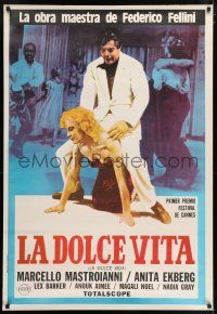 9b010 LA DOLCE VITA Argentinean R80s Fellini, image of Mastroianni astride Franca Pasut!