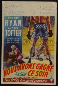 9b049 SET-UP Belgian '49 great art of boxer Robert Ryan in the ring, Robert Wise!