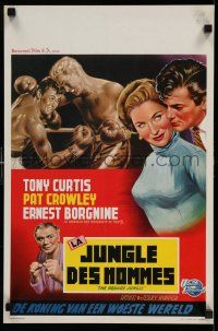 9b050 SQUARE JUNGLE Belgian '56 great artwork of boxing Tony Curtis fighting in the ring!