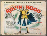 9b300 ADVENTURES OF ROBIN HOOD advance British quad R98 Errol Flynn, image from 1938 title card!