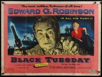9b314 BLACK TUESDAY British quad '55 artwork of the most ruthless Edward G. Robinson!