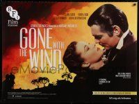 9b339 GONE WITH THE WIND British quad R13 Clark Gable, Vivien Leigh, Atlanta, all-time classic!