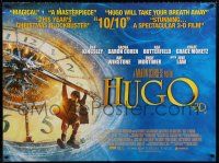 9b344 HUGO British quad '11 Martin Scorsese, Ben Kingsley, cool image of kid hanging on clock!
