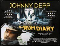 9b371 RUM DIARY British quad '11 Johnny Depp in broken picture frame, Aaron Eckhart!