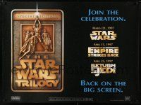 9b381 STAR WARS TRILOGY DS British quad '97 George Lucas, Empire Strikes Back, Return of the Jedi!