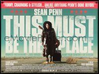 9b382 THIS MUST BE THE PLACE advance DS British quad '11 wacky close portrait of Sean Penn in drag!