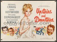 9b390 UPSTAIRS & DOWNSTAIRS British quad '60 sexy naked Mylene Demongeot covered only by a sheet!