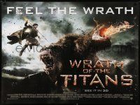 9b395 WRATH OF THE TITANS DS British quad '12 image of Sam Worthington vs enormous titan!