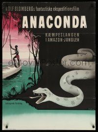 9b627 ANACONDA Danish '57 Amazon jungle documentary, wonderful artwork by Benny Stilling!